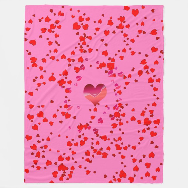 "Hearts" Custom Fleece Blanket, 60"x80" Blanket (Front)