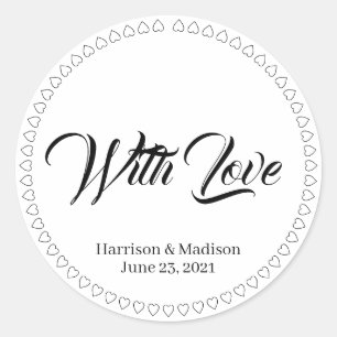Hearts custom script Wedding favour tag stickers