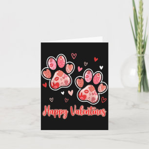 Hearts Cute Paw Valentine Dog and Happy Valentines Card
