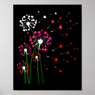 Hearts Dandelions Flowers Lover Valentine's Day Ga Poster