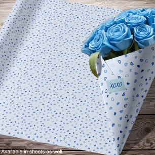 Hearts - Darker Blues on Light Blue - Rolls Wrapping Paper