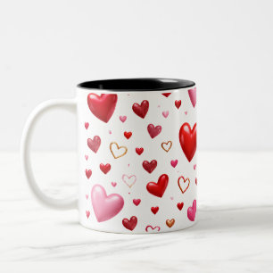 Heart's Delight - Romantic Heart Design Two-Tone Coffee Mug
