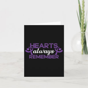 Hearts Dementia Purple Ribbon Awareness Support Card