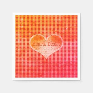 Hearts Desire Orange Check Napkins