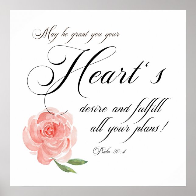 Heart's desire pink rose poster (Front)