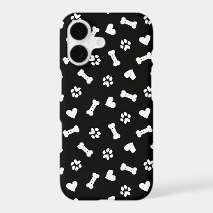 Hearts Dog Paws And Bones Black