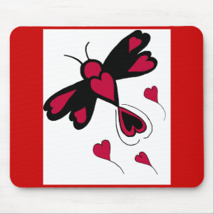 Hearts dragonfly mousepad