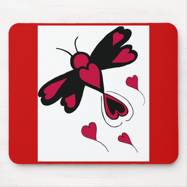 Hearts dragonfly mousepad (Front)