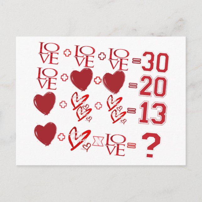 hearts equation valentine's day design holiday postcard (Front)