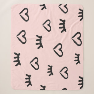 Hearts & Eyes: Grunge Vintage Sketch Sherpa Blanket
