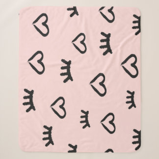 Hearts & Eyes: Grunge Vintage Sketch Sherpa Blanket