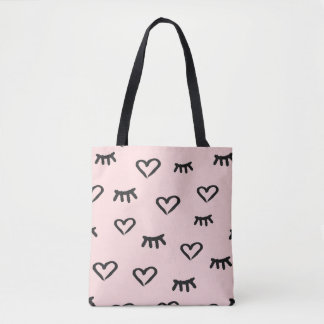 Hearts & Eyes: Grunge Vintage Sketch Tote Bag