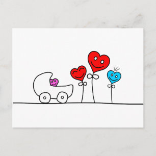 Hearts Family Postcard