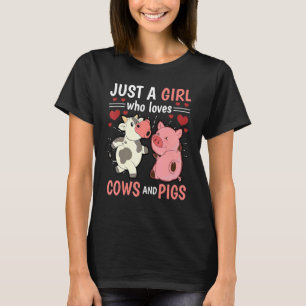 Hearts Farmer Women Just A Girl Who Loves Cows And T-Shirt