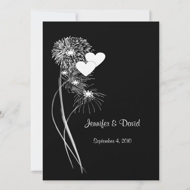 Hearts & Fireworks Wedding Invitation (Front)