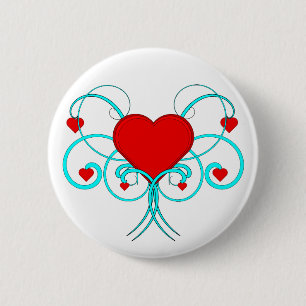 Hearts Flourish 6 Cm Round Badge