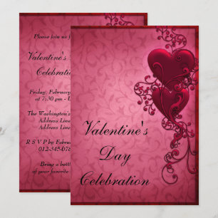 Hearts, Flourishes & Swirls Valentine`s Party Invitation