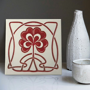 Hearts Flower Art Nouveau Vintage Decor Wessel Tile