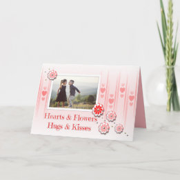 Hearts/Flowers Hugs/Kisses Photo Valentine's Card