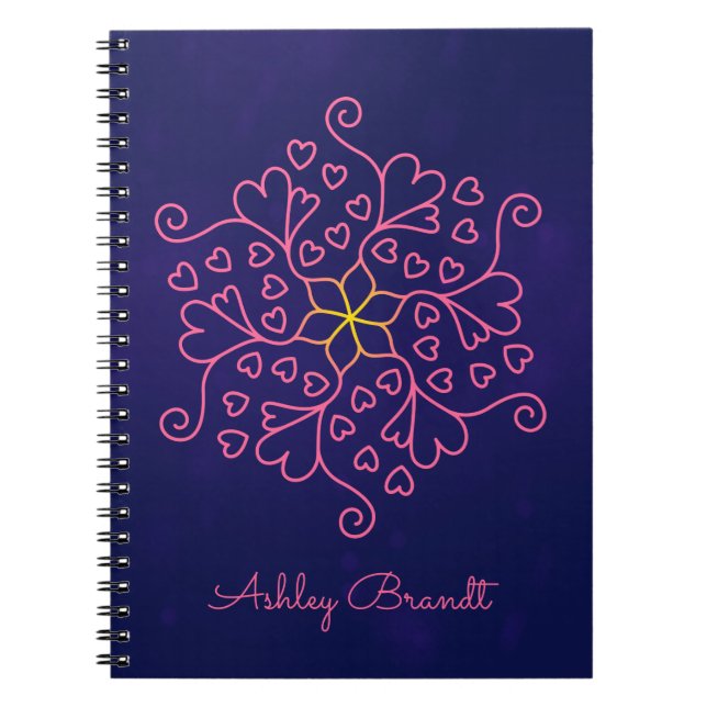Hearts & Flowers Mandala-Inspired Notebook (Front)