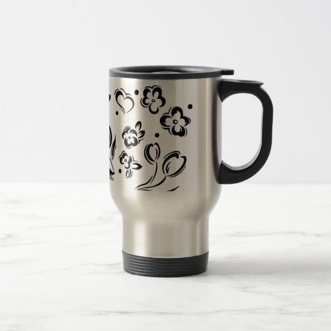 Hearts & Flowers Travel Mug (Right)