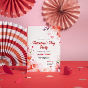 Hearts & Flowers   Valentine's Day Party Invitation