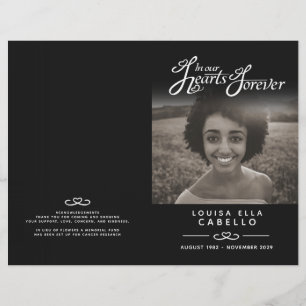 Hearts forever funeral service black non folded