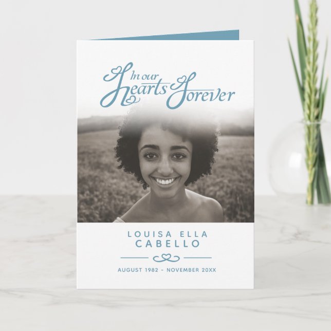 Hearts forever funeral service program blue white programme (Front)