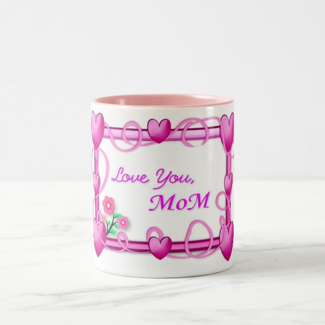 Hearts Frame - Mother's Day Two-Tone Coffee Mug (Center)