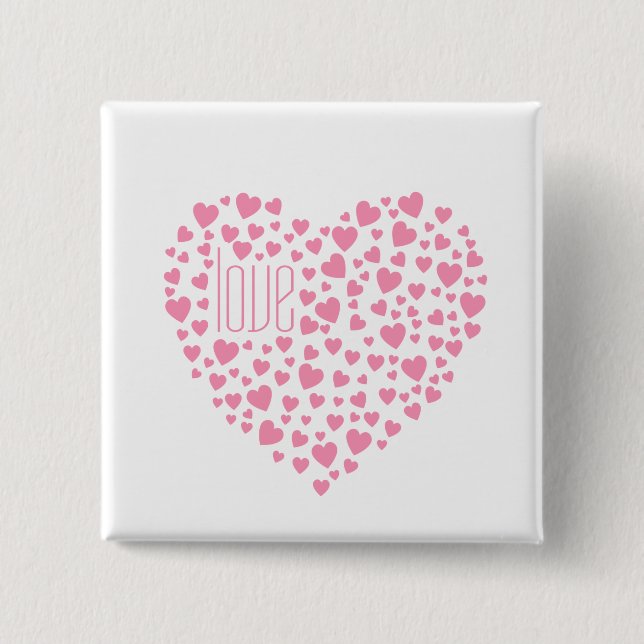 Hearts Full of Hearts Love Pink 15 Cm Square Badge (Front)