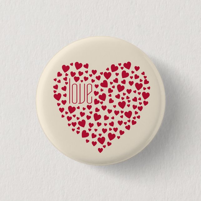 Hearts Full of Hearts Love Red 3 Cm Round Badge (Front)