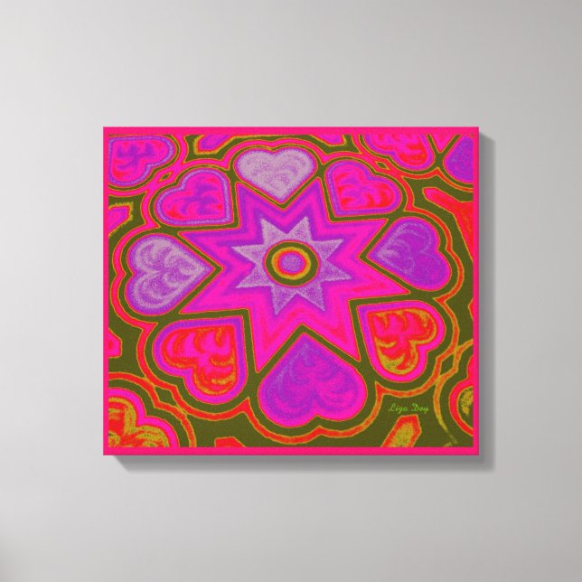 'Hearts Full of Love' Panel Print (Brights) (Pink) (Front)