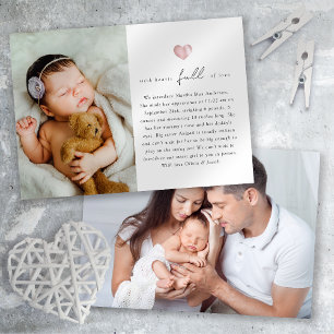 Hearts Full of Love Photo Birth Announcement