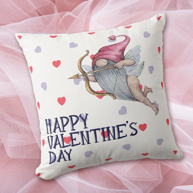 Hearts Funny Valentine Cupid Gnome Cushion (Creator Uploaded)