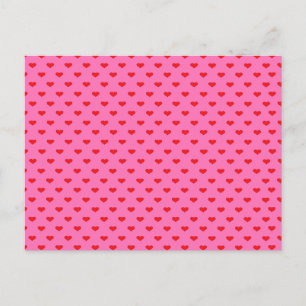 Hearts Galore, red hearts on pink, Postcard