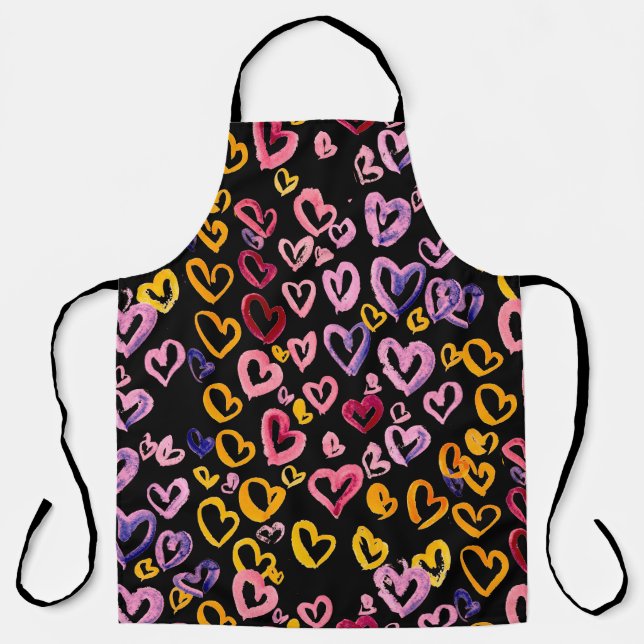 Hearts Galore: Watercolor Seamless Pattern Apron (Front)