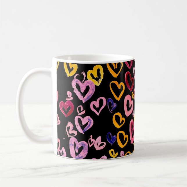 Hearts Galore: Watercolor Seamless Pattern Coffee Mug (Left)