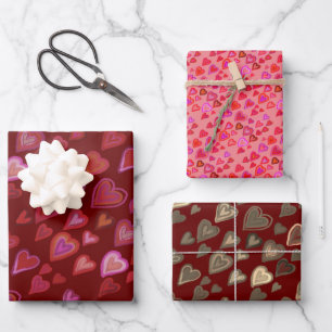 hearts gift tags wrapping paper sheet