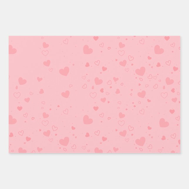 Hearts gift wraper wrapping paper sheet (Front)