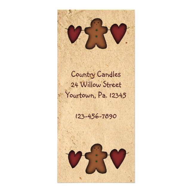 Hearts & Gingerbread Rack Card (Front)