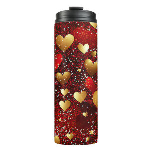 Hearts (Glitter Look) Thermal Tumbler
