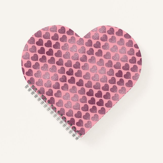 Hearts Glitter Pattern Notebook (Front)