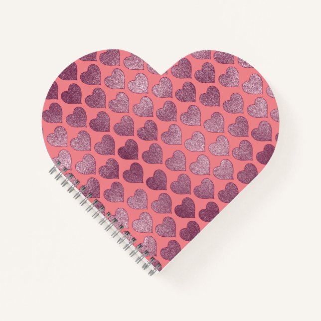 Hearts Glitter Pattern  Notebook (Front)