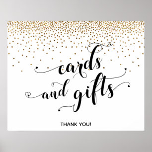 Hearts & Gold Cards and Gifts Reception Sign