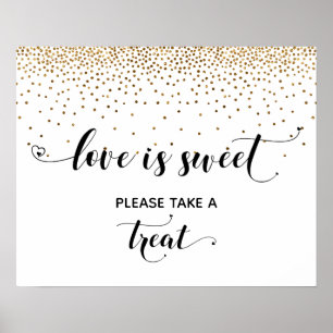 Hearts & Gold Love is Sweet Dessert Table Sign