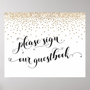 Hearts & Gold Please Sign Our Guestbook Sign
