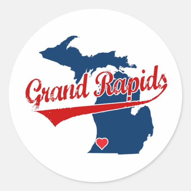 Hearts Grand Rapids Michigan Classic Round Sticker (Front)
