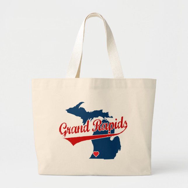 Hearts Grand Rapids Michigan Large Tote Bag (Front)