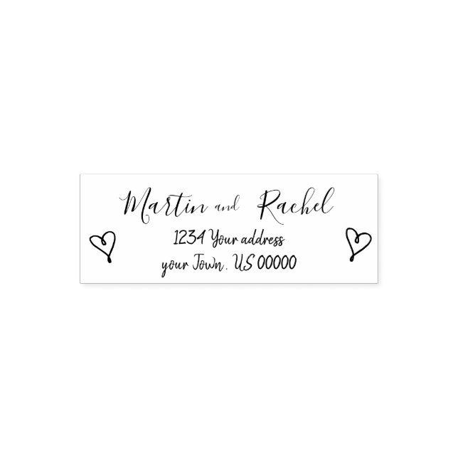 hearts graphic decor bride and groom self-inking stamp (Design)