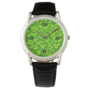 Hearts Green 3D Texture Pattern Watch